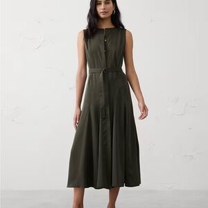 Banana Republic Factory Dark Green Belted Midi Dress
